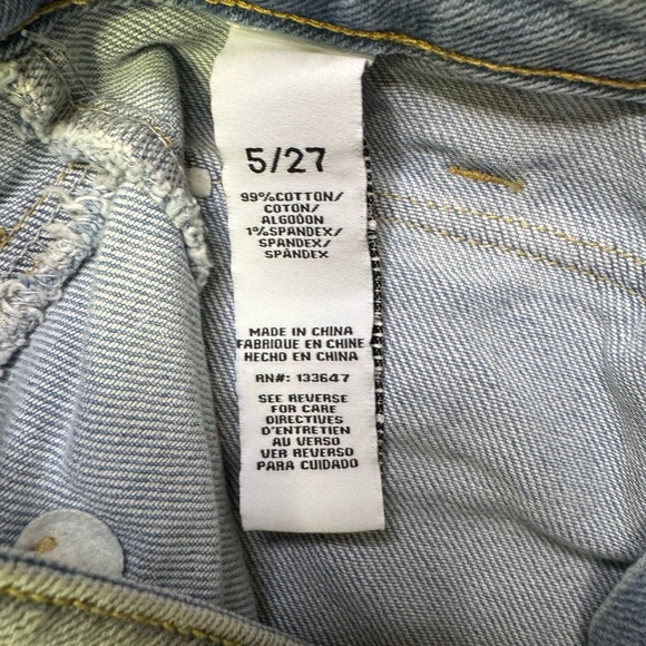 Celebrity Pink Blue High-Waisted Jean Shorts Frayed - Picture 5 of 6